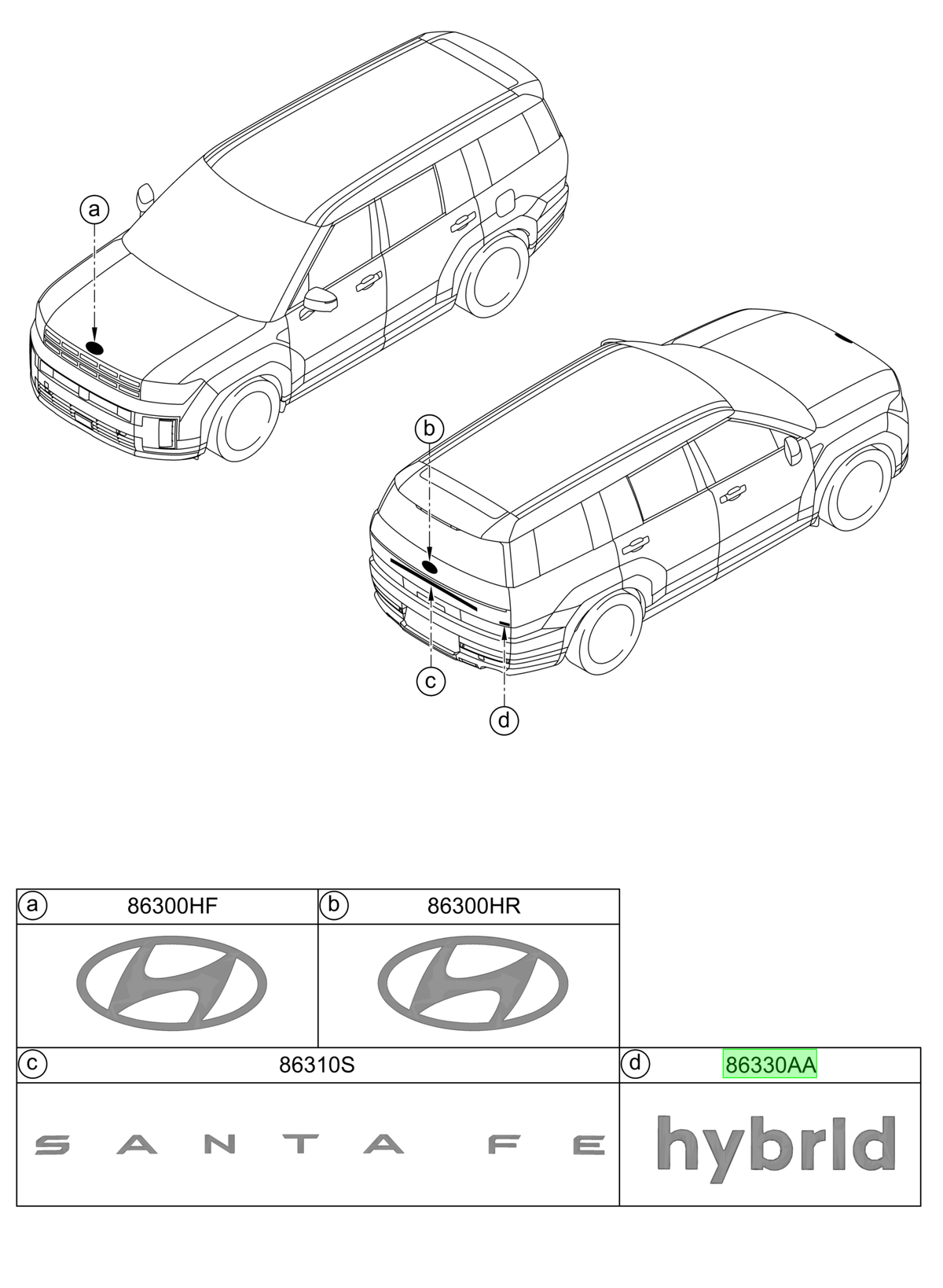 Emblema Original Para Hyundai Santa Fe 2024-2025