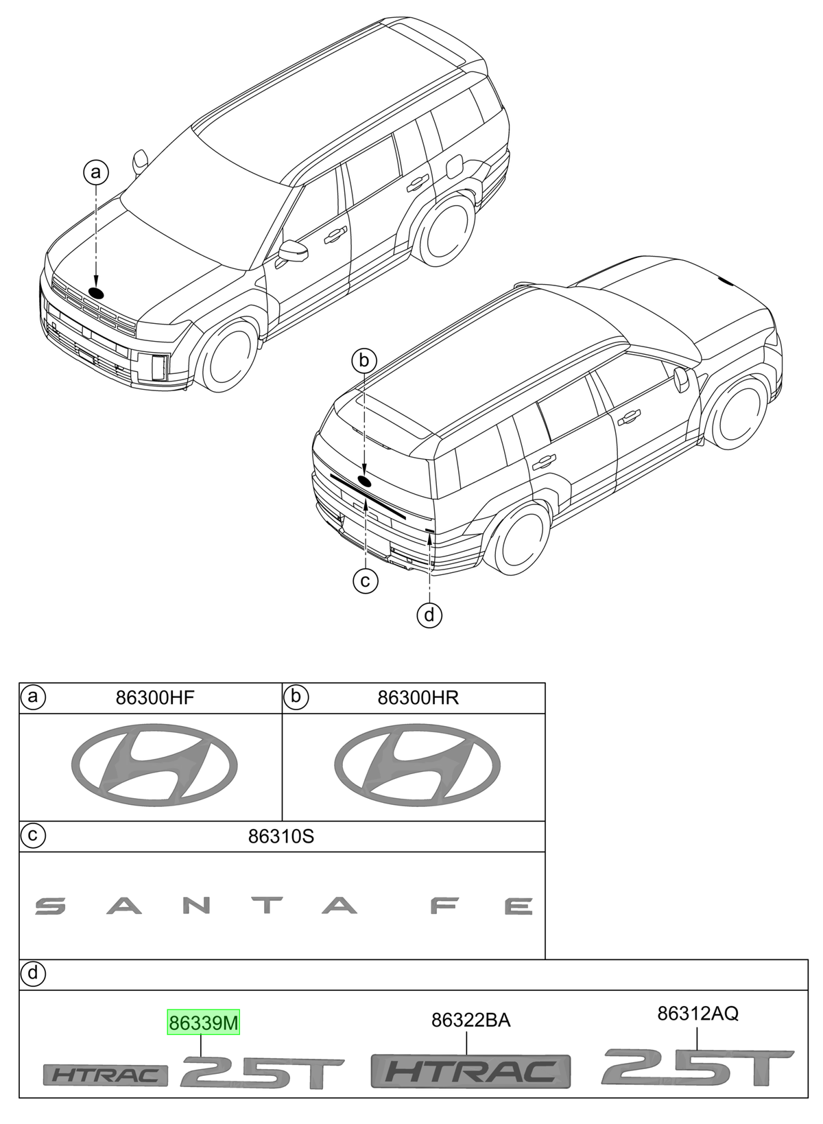 Emblema Original Para Hyundai Santa Fe 2023-2025