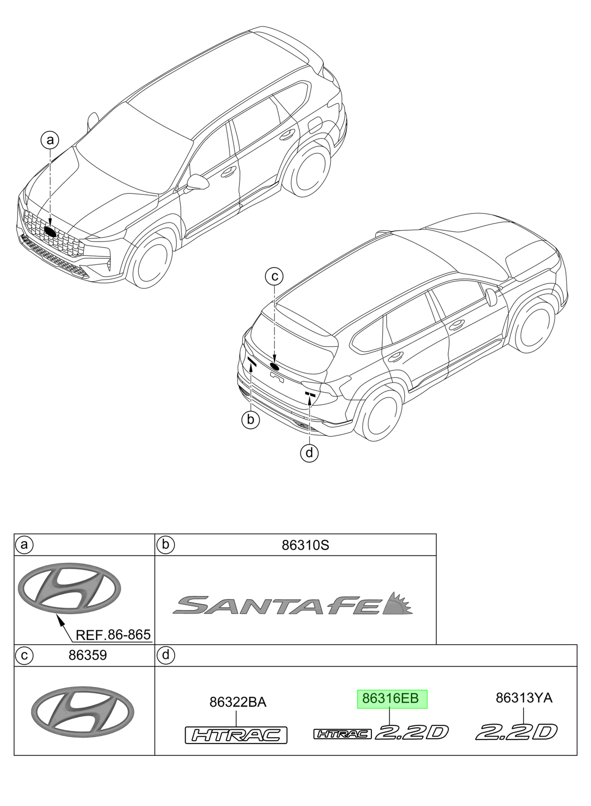 Emblema Original Para Hyundai Santa Fe 2018-2024