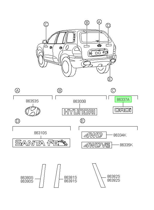 Emblema Original Para Hyundai Terracan 2000-2007