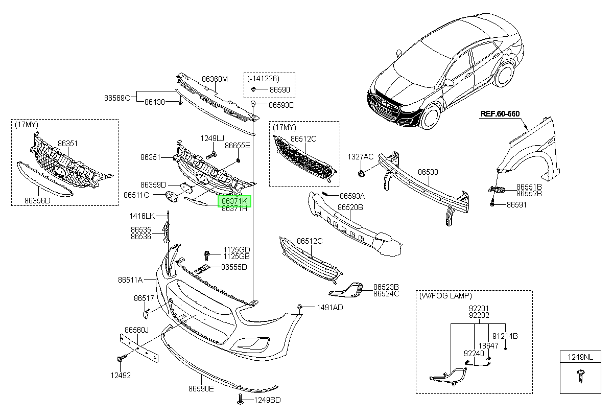 Moldura Mascara Rh Orig. Para Hyundai Accent Desde 2011