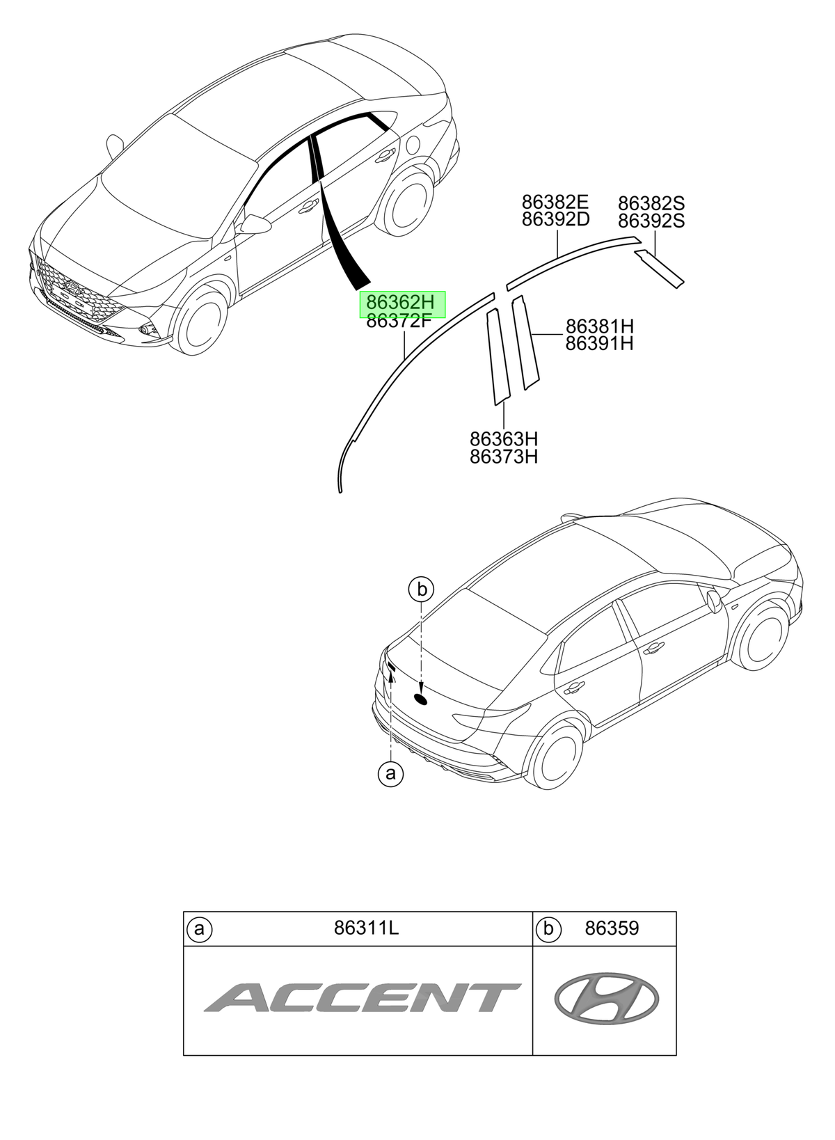 Autoadhesivo Marco Del. Izq. Lh Original Para Hyundai Accent