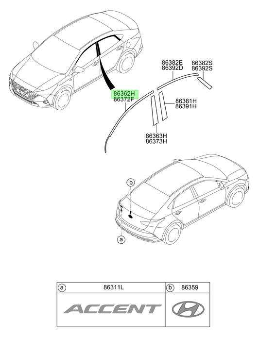 Autoadhesivo Marco Del. Izq. Lh Original Para Hyundai Accent