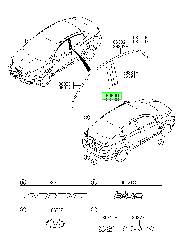 Adhesivo Pta. Izq. Lh Original Para Hyundai Accent 2010-2020