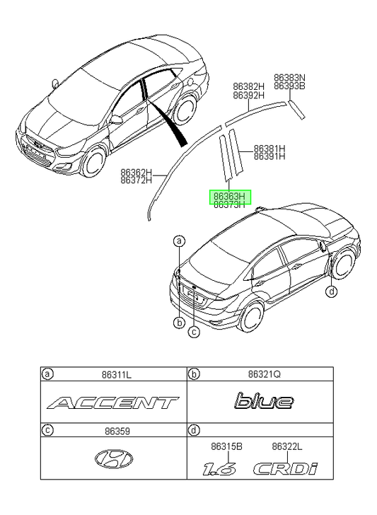 Adhesivo Pta. Izq. Lh Original Para Hyundai Accent 2010-2020