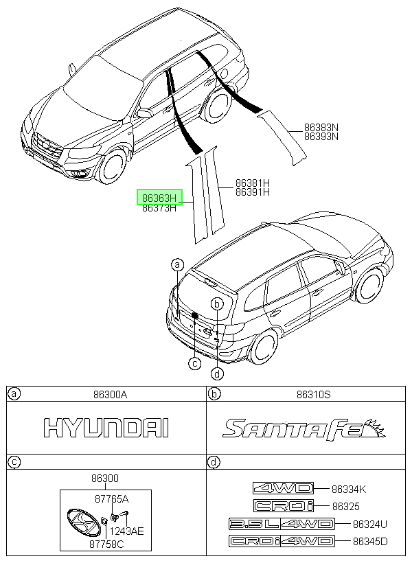 Moldura Marco Puerta Orig. Para Hyundai Santa Fe 2005-2013