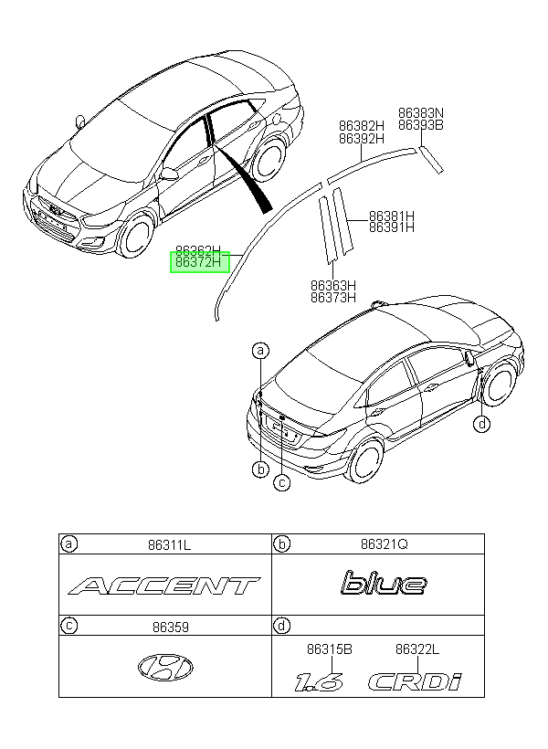 Adhesivo Original Para Hyundai Accent 2010-2020