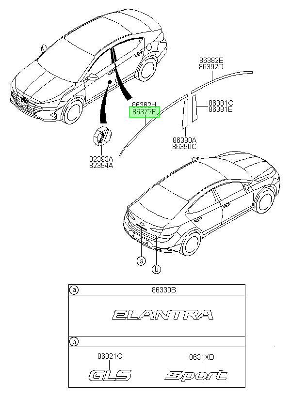 Marco Original Para Hyundai Elantra 2015-2025