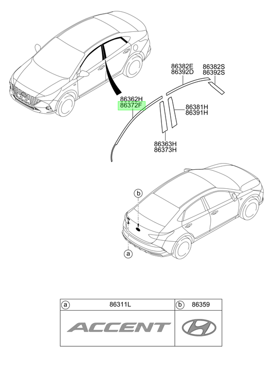 Autoadhesivo Marco Original Para Hyundai Accent 2017-2024