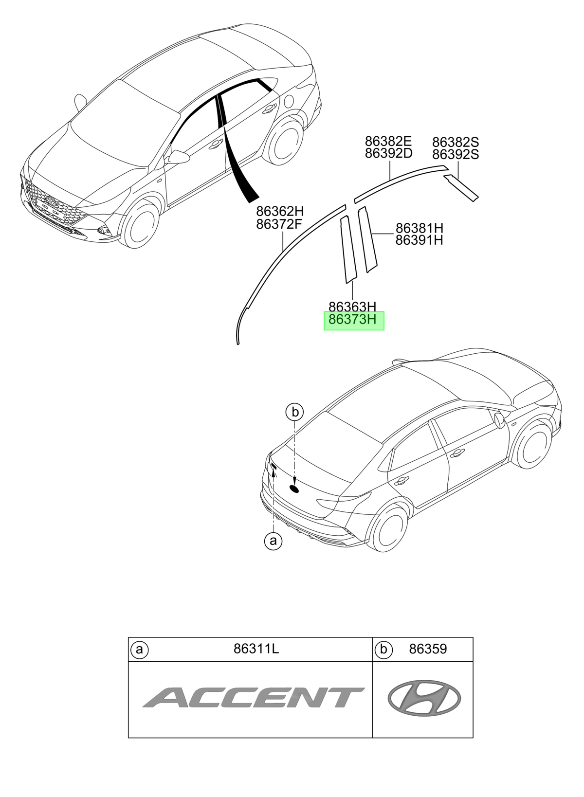 Autoadhesivo Marco Del. Der. Rh Original Para Hyundai Accent