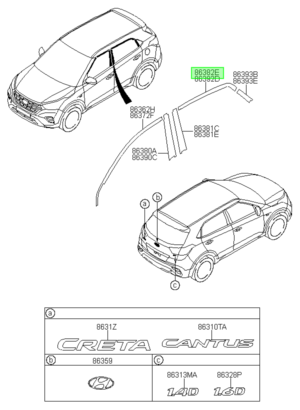 Autoadhesivo Marco P Orig. Para Hyundai Creta Desde 2016
