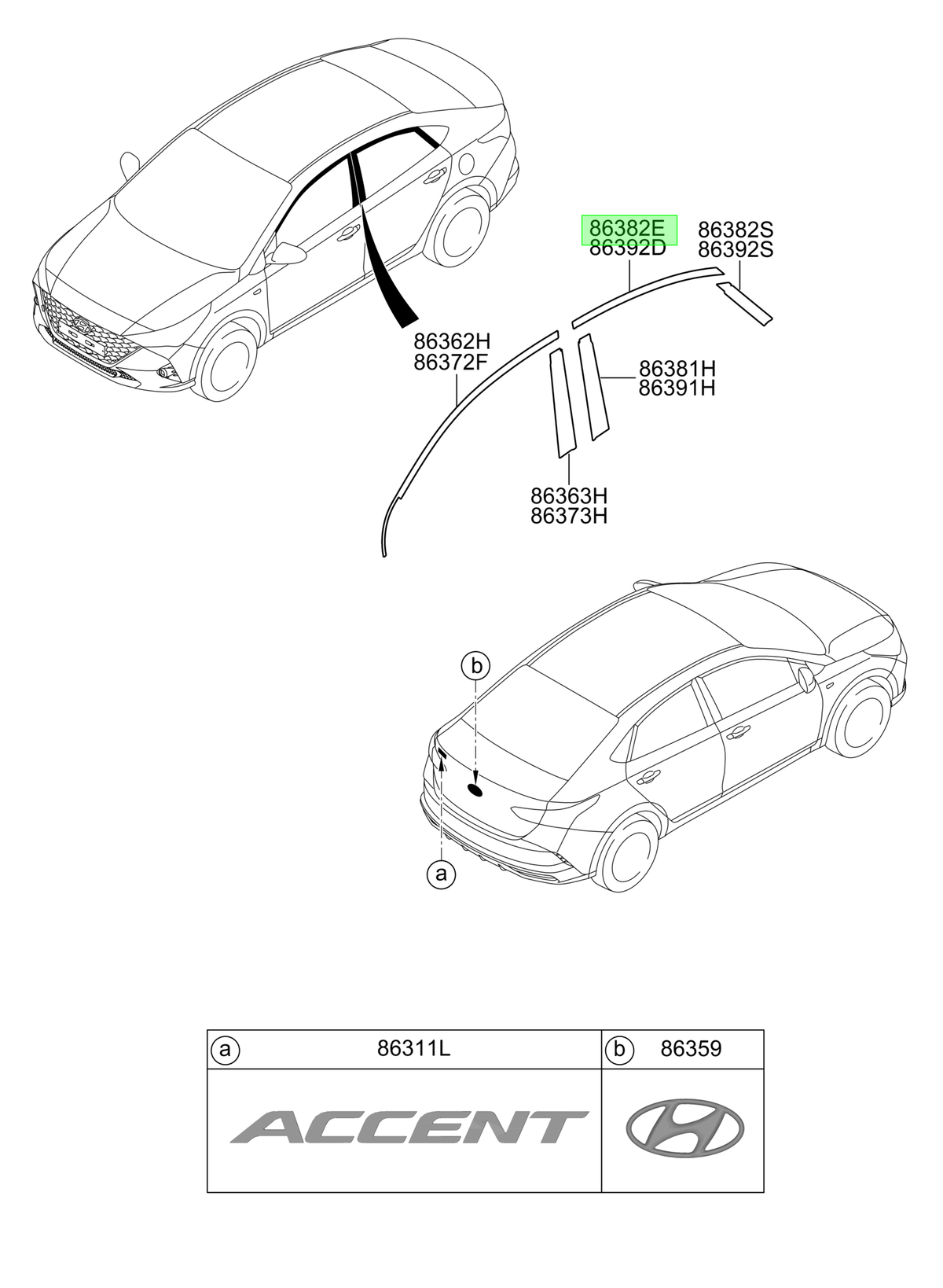 Autoadhesivo Marco Tras. Izq. Original Para Hyundai Accent