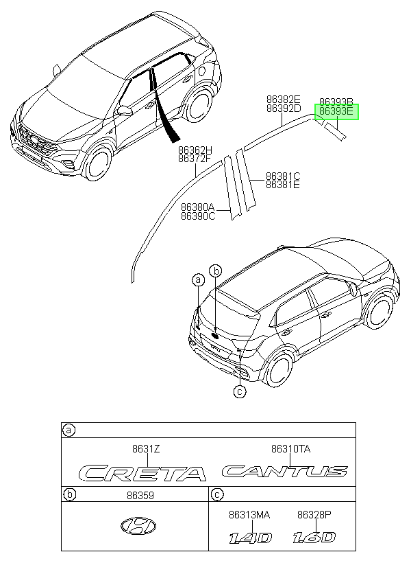 Autoadhesivo Marco P Orig. Para Hyundai Creta Desde 2016