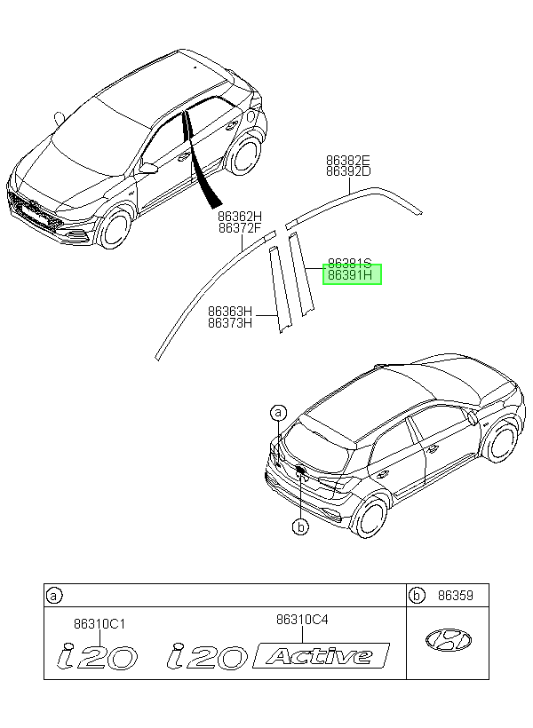 Black Out Puerta Tra Orig. Para Hyundai I20 Desde 2017
