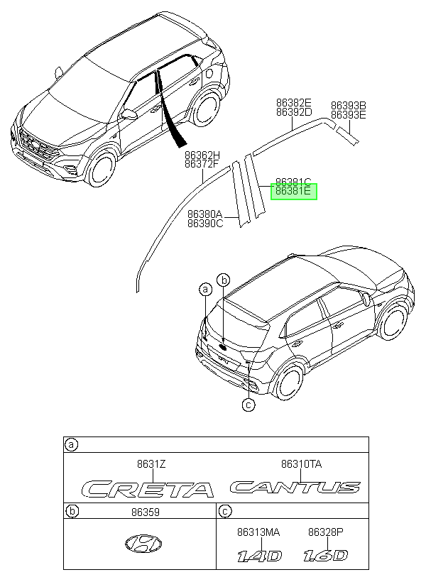 Autoadhesivo Marco P Orig. Para Hyundai Creta Desde 2016