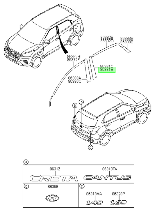 Autoadhesivo Marco P Orig. Para Hyundai Creta Desde 2016