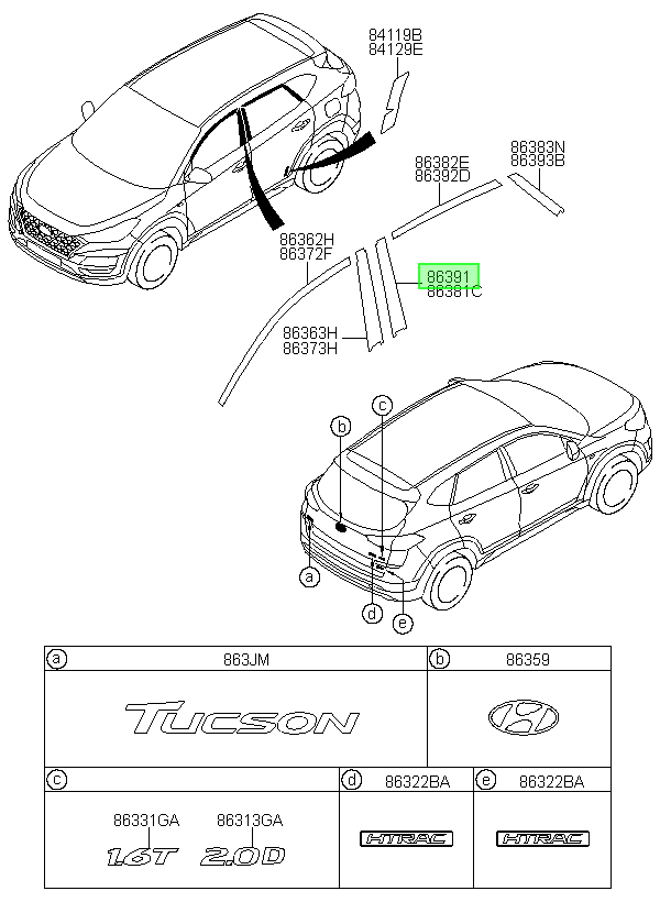 Autoadhesivo Marco Original Para Hyundai Tucson 2015-2025