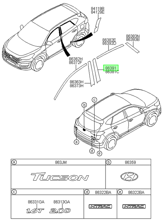 Autoadhesivo Marco Original Para Hyundai Tucson 2015-2025