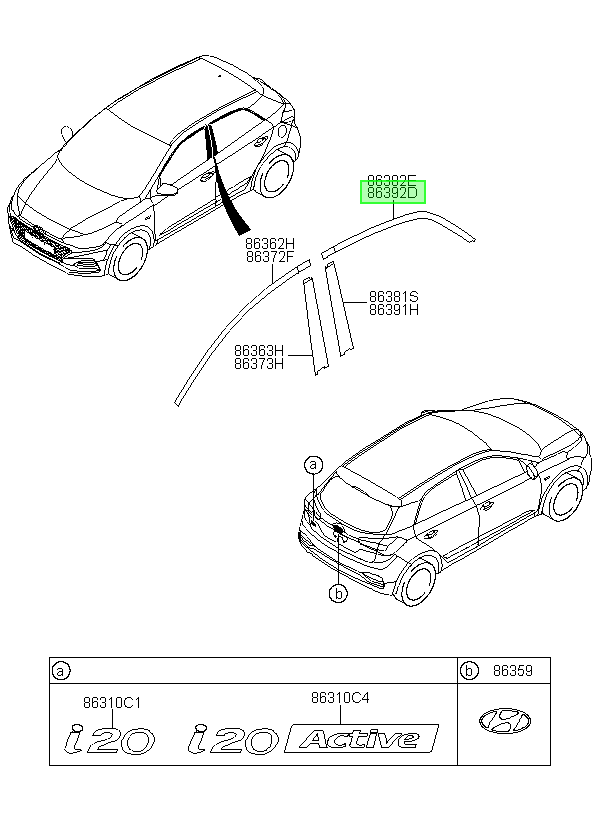 Black Out Puerta Tra Orig. Para Hyundai I20 Desde 2017