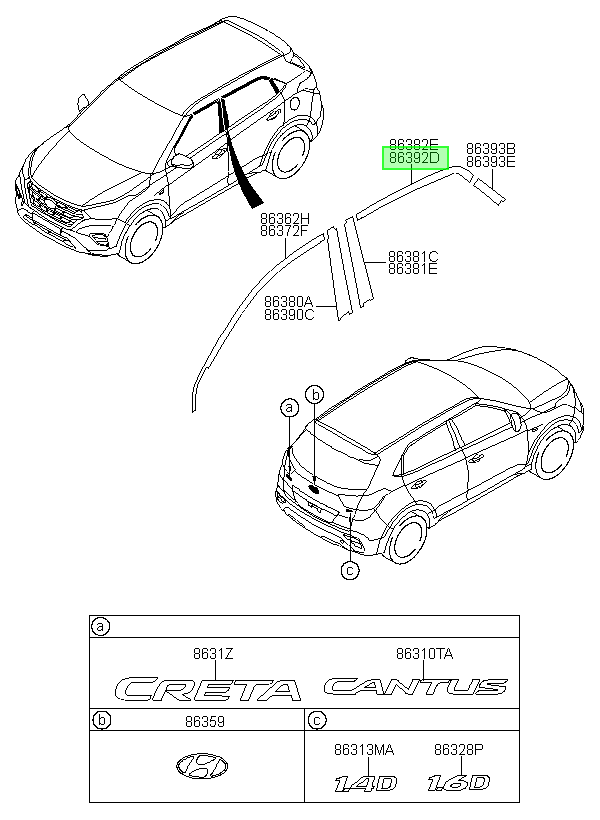 Autoadhesivo Marco P Orig. Para Hyundai Creta Desde 2016