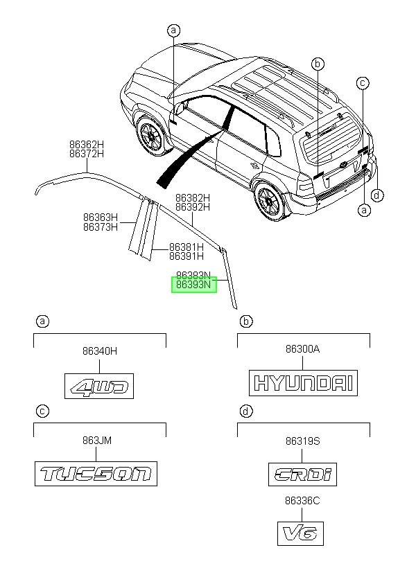 Moldura Marco Puerta Original Para Hyundai Tucson 2003-2015