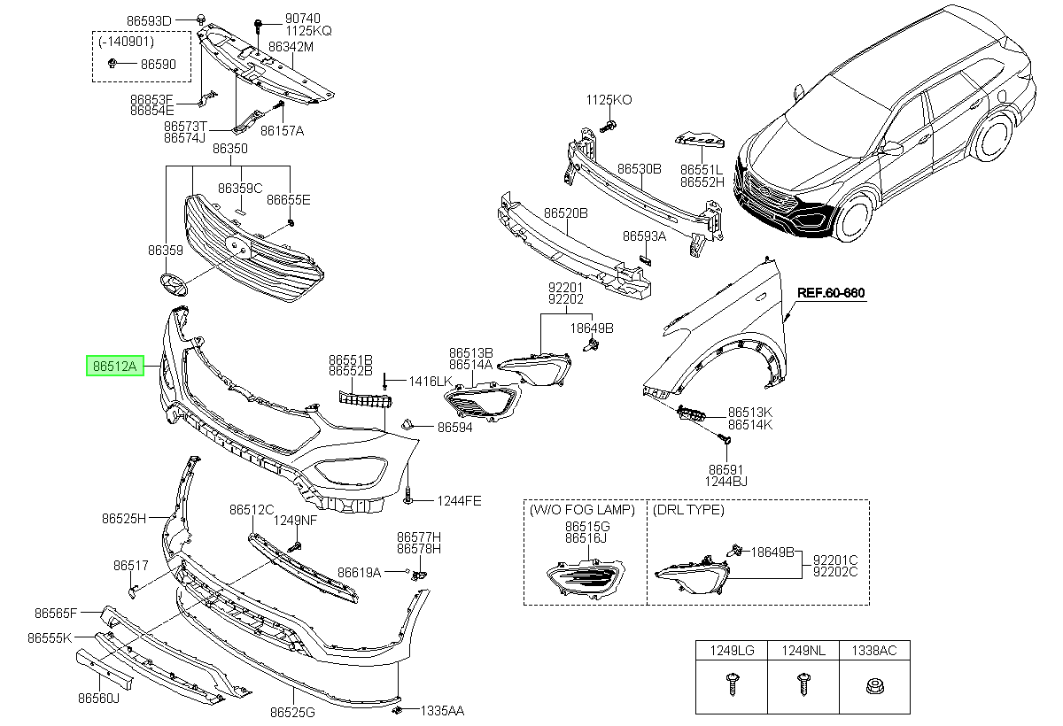 Parachoque Del. Original Para Hyundai Santa Fe 2013-2016