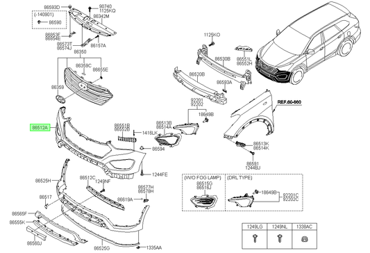 Parachoque Del. Original Para Hyundai Santa Fe 2013-2016