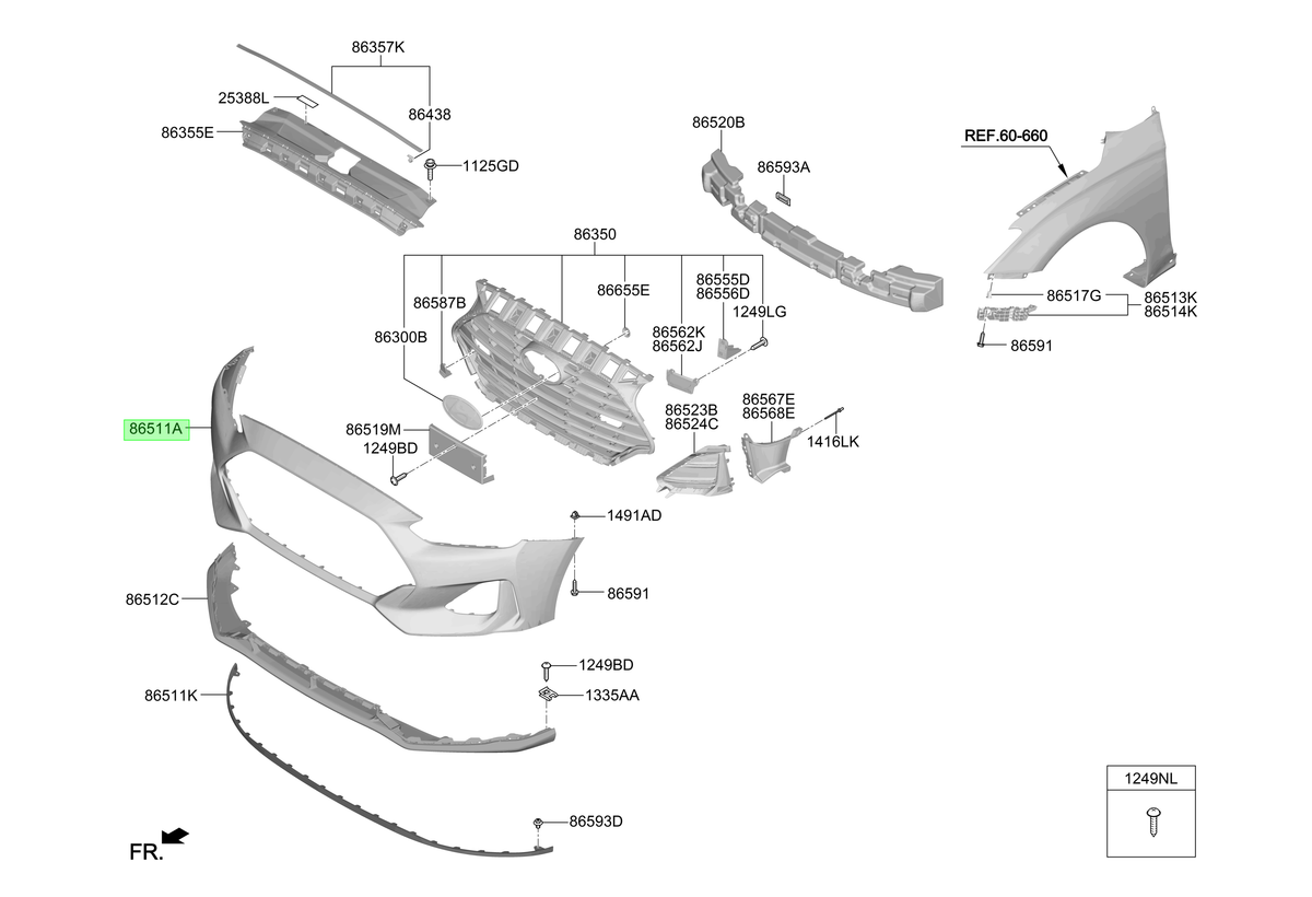 Parachoque Del Del. Orig. Para Hyundai Veloster Desde 2018