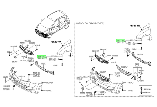 Soporte Parachoques Lh Orig. Para Hyundai Eon 2011-2016