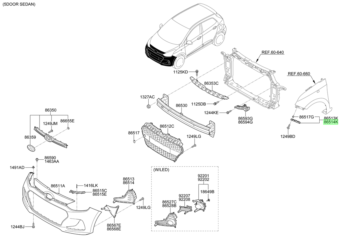 Sop Lat Der. Parachoque Del. Orig. Para Hyundai G. I10 2014