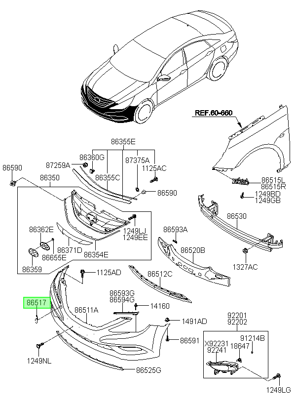 Tapa Gancho Remolque Orig. Para Hyundai Sonata 2011-2014