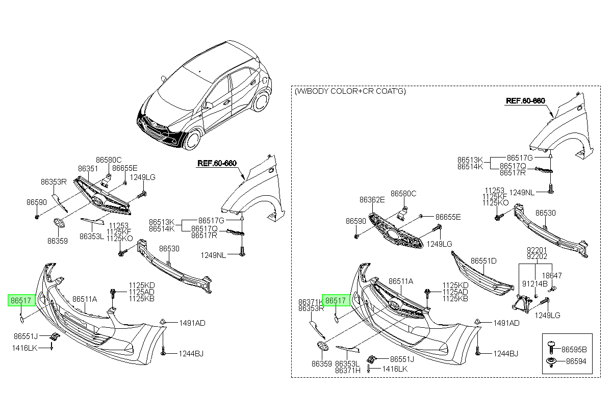 Tapa Gancho Remolque Orig. Para Hyundai Eon 2011-2016