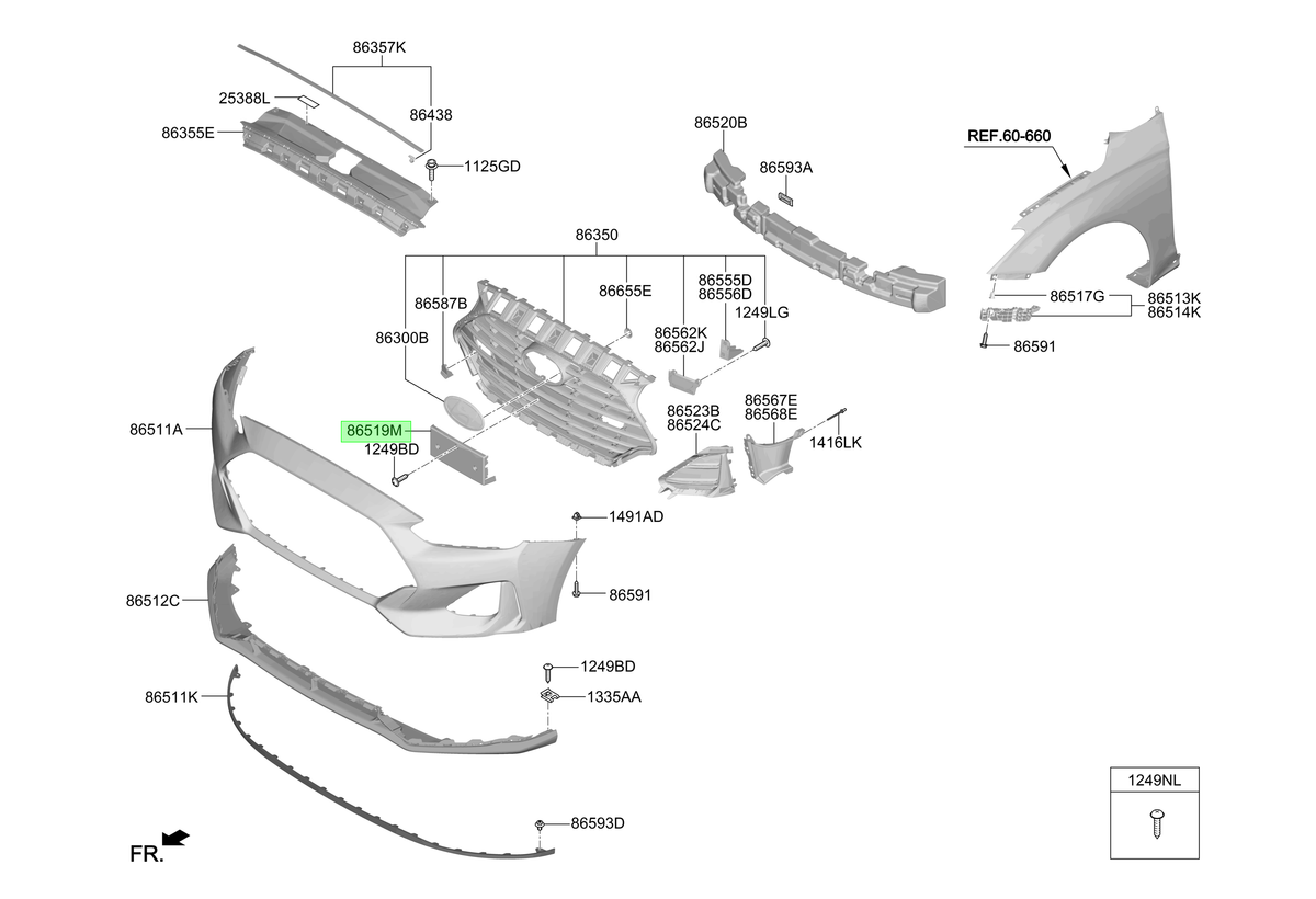 Moldura Porta Patente Orig. Para Hyundai Veloster Desde 2018