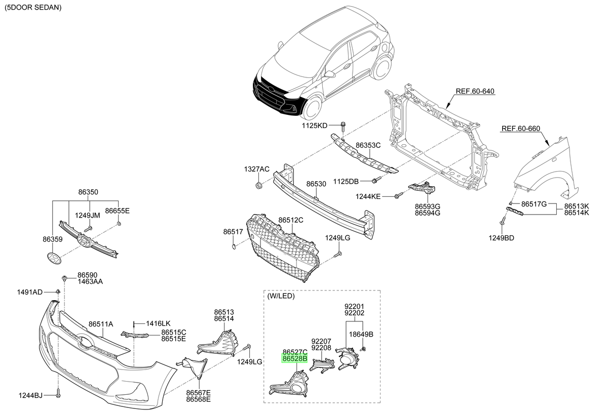 Bisel Neblinero Del. Orig. Para Hyundai Grand I10 Desde 2014