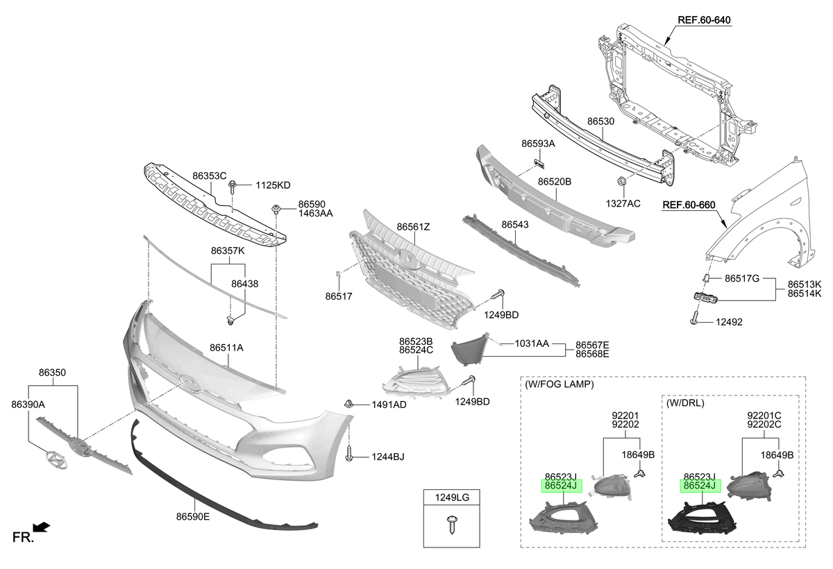 Soporte Parachoque Del. Original Para Hyundai I20 2014-2022