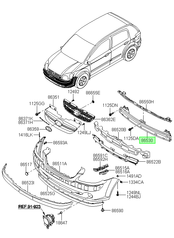 Riel Parachoque Getz Del. Orig. Para Hyundai 2003-2011