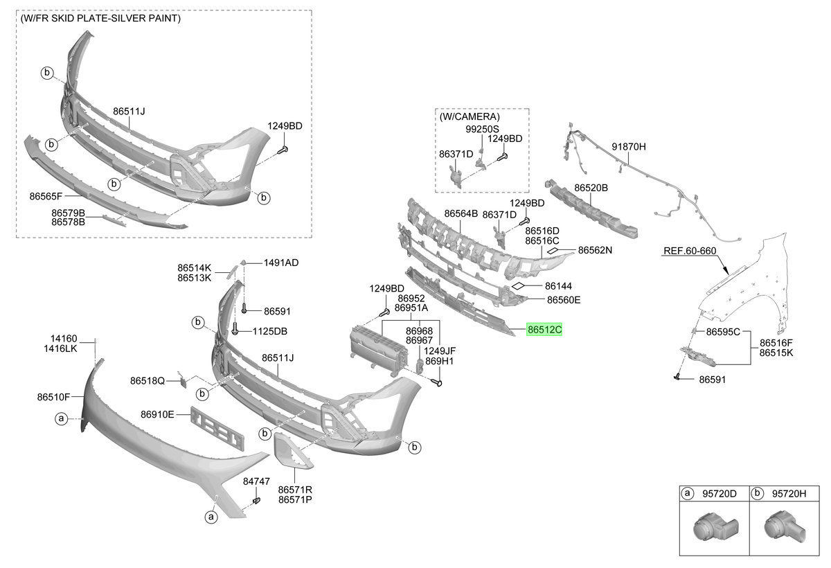 Rejilla Parachoque Del. Original Para Hyundai Kona 2023-2025