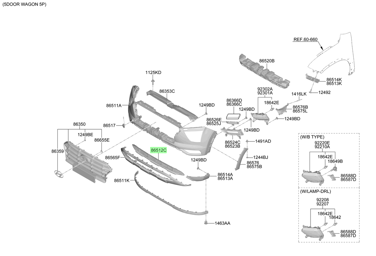 Rejilla Parachoque Del. Orig. Para Hyundai Creta 2020-2025
