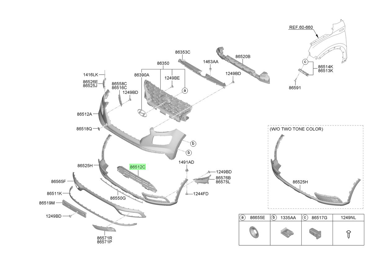 Rejilla Parachoque Del. Orig. Para Hyundai Venue Desde 2019