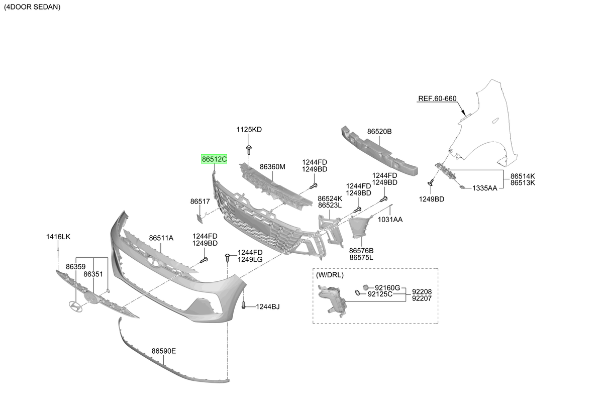 Rejilla Parachoque Del. Original Para Hyundai I10 2022-2025