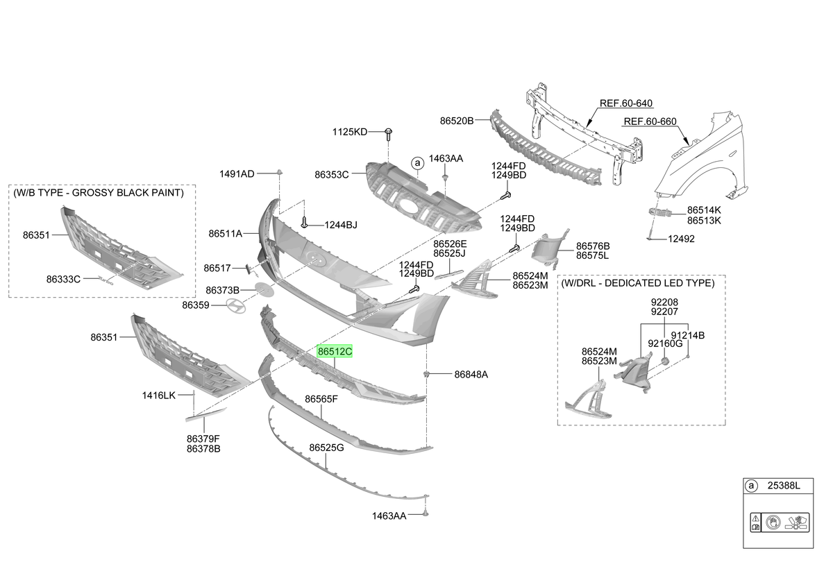 Rejilla Parachoque Del. Original Para Hyundai I20 2023-2025