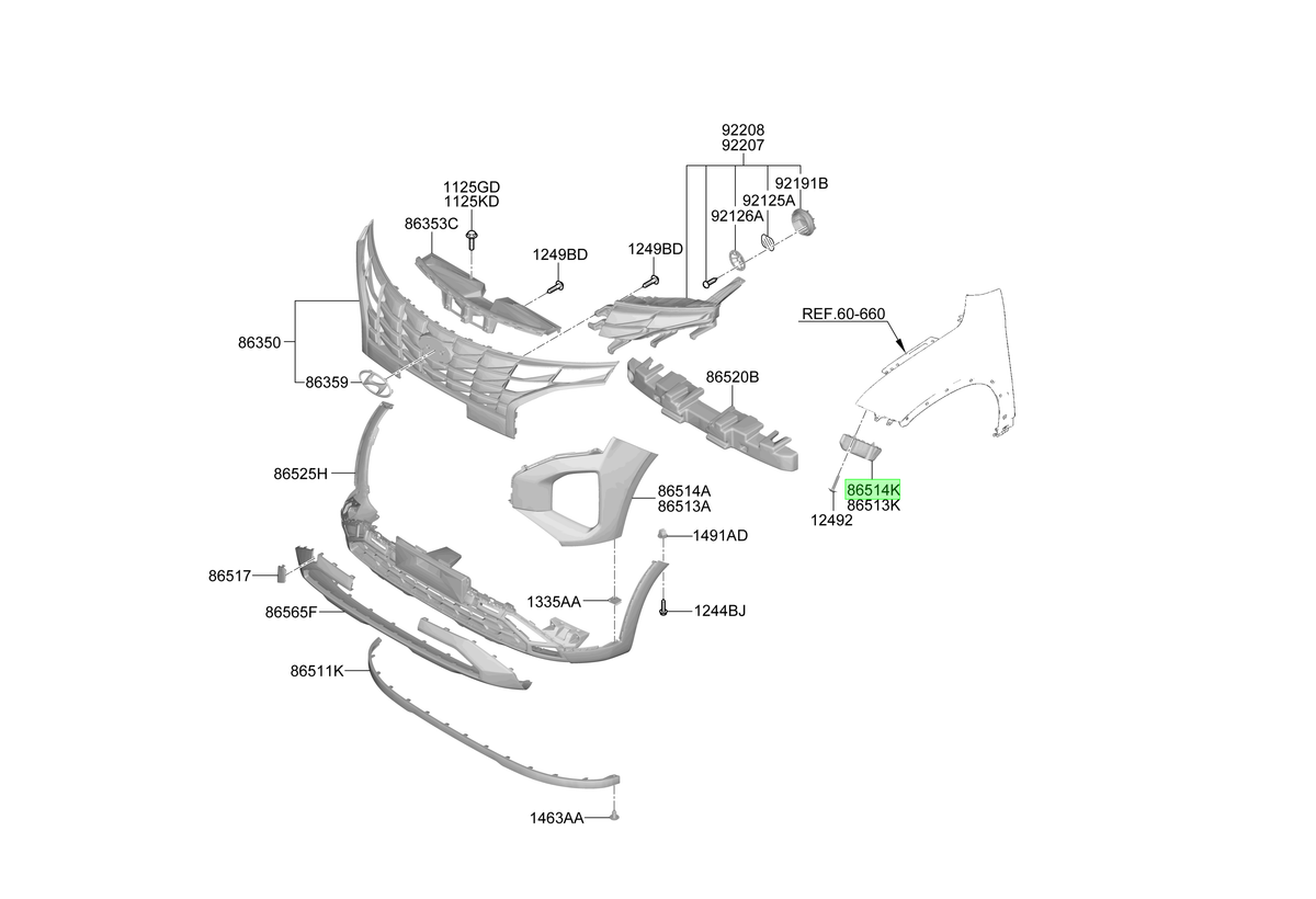 Parachoque Del. Rh Original Para Hyundai Creta 2021-2025