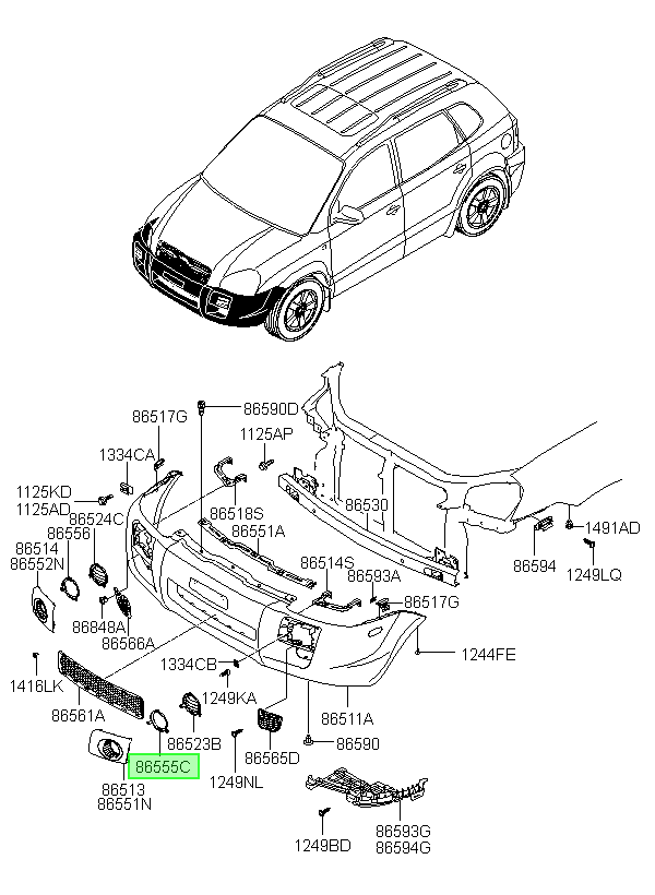 Neblinero Original Para Hyundai Tucson 2003-2015