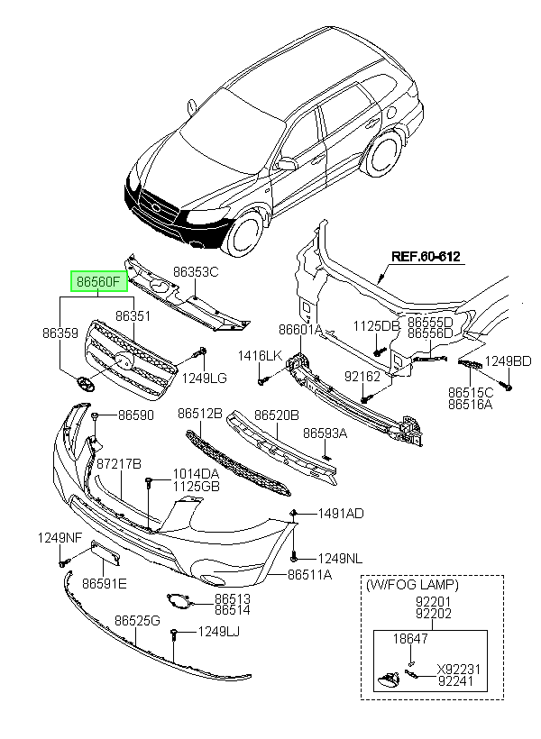 Mascara Completa Rad Orig. Para Hyundai Santa Fe 2006-2012
