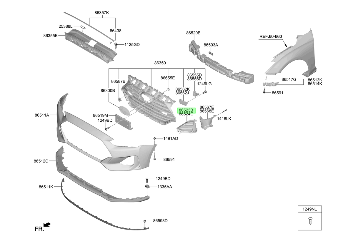 Rejilla Parachoque Original Para Hyundai Veloster 2017-2021