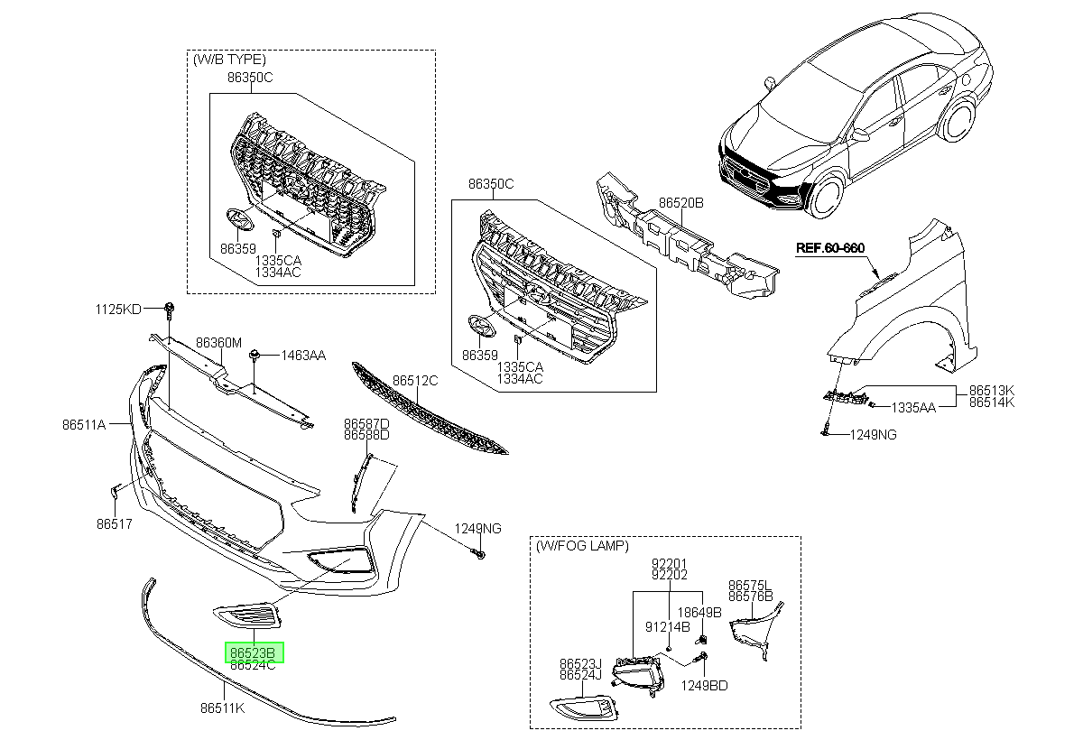 Moldura Neblinero Izq. Lh Orig. Para Hyundai Verna 2021-2022