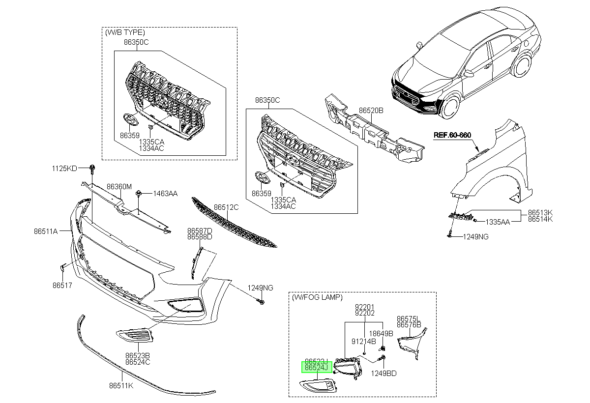 Neblinero Del. Der. Rh Original Para Hyundai Verna 2021-2022