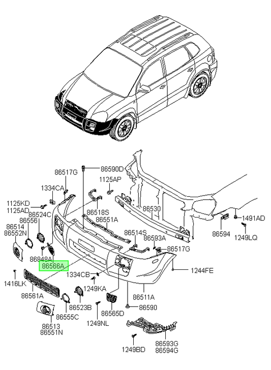 Parachoque Del. Original Para Hyundai Tucson 2003-2015