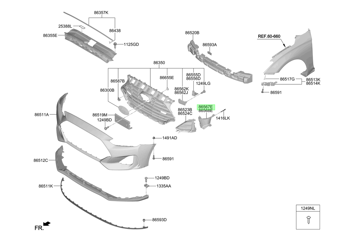 Soporte Mascara Del. Orig. Para Hyundai Veloster Desde 2018