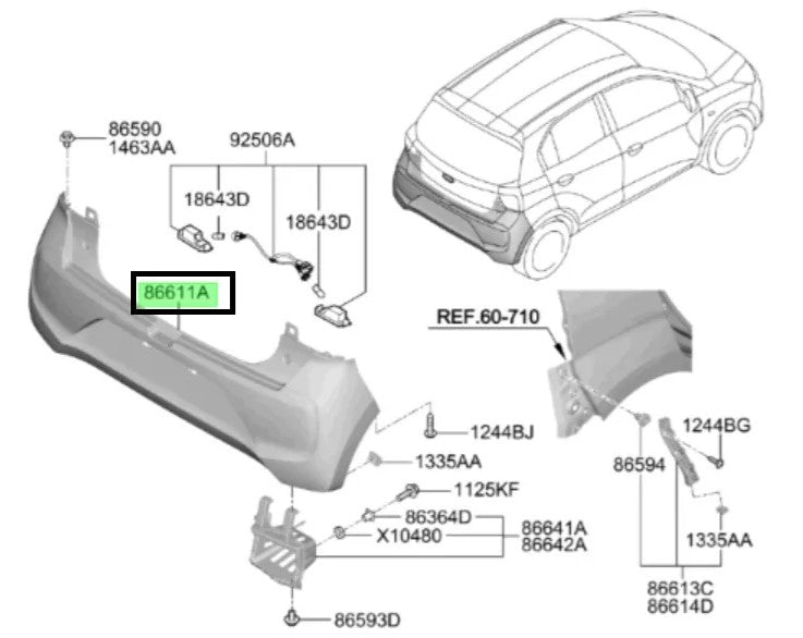 Parachoques Trasero Para Hyundai New Atos desde 2020Original